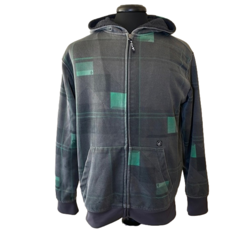 VOLCOM Faux Fur Lined Full Zip Hoodie Size Medium